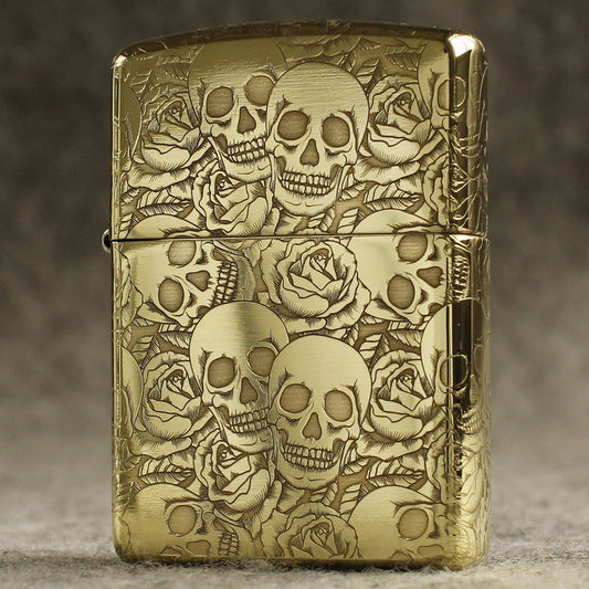 Fashion Punk Creative 3D Relief Refillable Windproof Lighter - Rose Skull