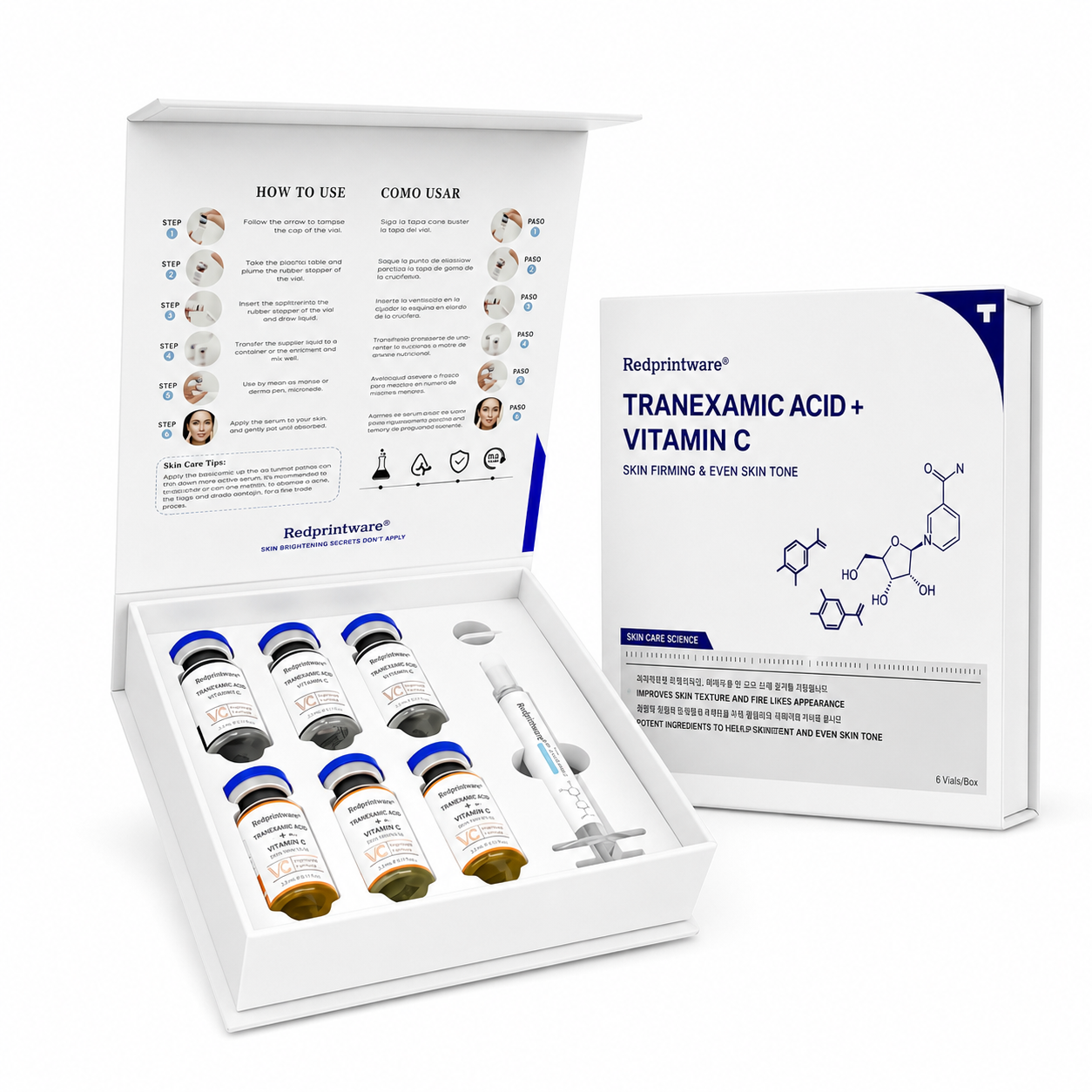 Redprintware® Tranexamic Acid + Vitamin C Serum Kit - 6 Vials -