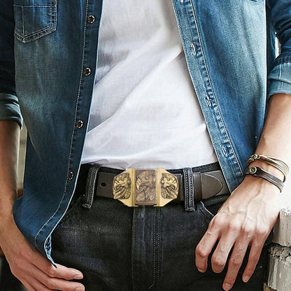 🔥LAST DAY 50% OFF🔥 Fashion Punk Men's Genuine Leather Belt With Lighter