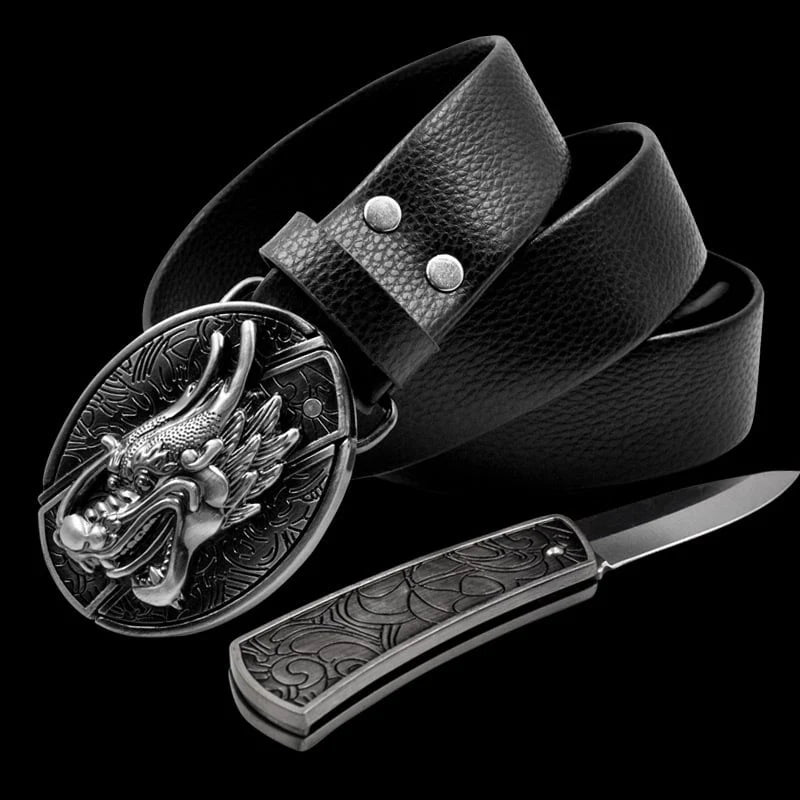 🔥LAST DAY 50% OFF🔥Fashion Punk Genuine Leather Belt With Knife