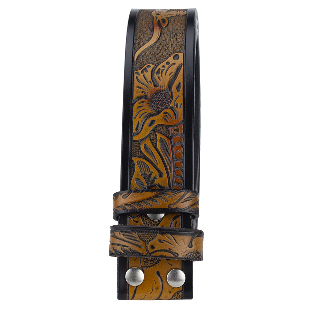 Fashion Punk Men's Genuine Leather Belt With Knife - Cow Head