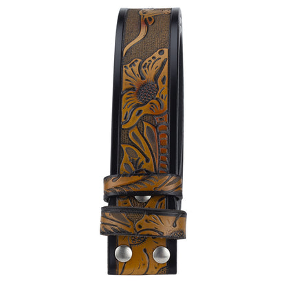 Fashion Punk Men's Genuine Leather Belt With Knife - Cow Head
