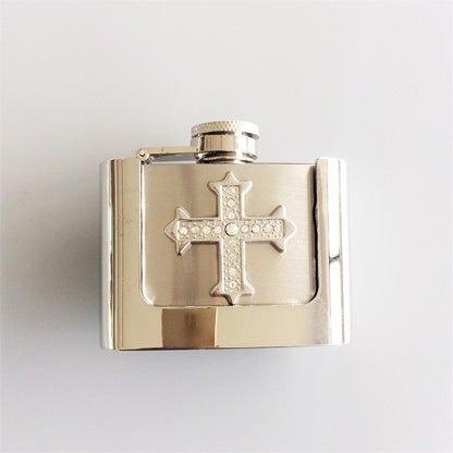 Fashion Punk Creative Belt Buckle With 2oz Flask - Cross