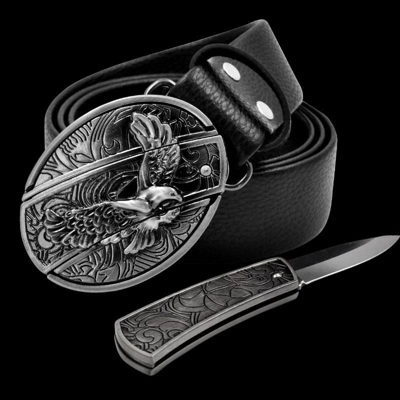 🔥LAST DAY 50% OFF🔥Fashion Punk Genuine Leather Belt With Knife