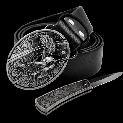 🔥LAST DAY 50% OFF🔥Fashion Punk Genuine Leather Belt With Knife