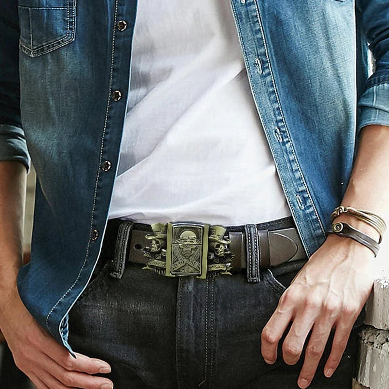 🔥LAST DAY 50% OFF🔥 Fashion Punk Men's Genuine Leather Belt With Lighter