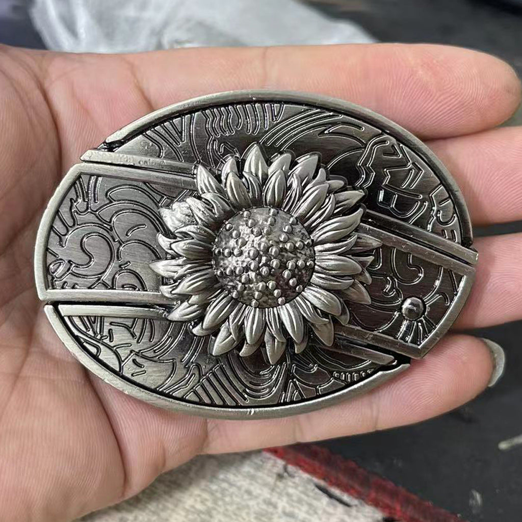 (New Arrival) Fashion Punk Genuine Leather Belt With Knife - Sunflower