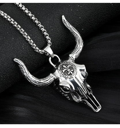 Fashion Punk Cow Head Pendant Personalized Necklace