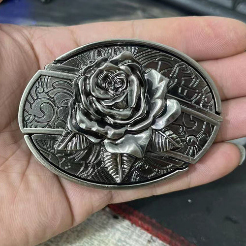 (New Arrival) Fashion Punk Creative Belt Buckle With Knife - Roses
