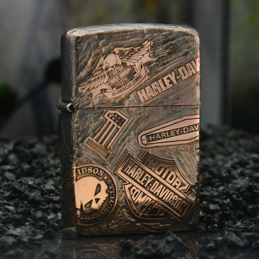 Fashion Punk Creative 3D Relief Refillable Windproof Lighter - Armor Purple Brass