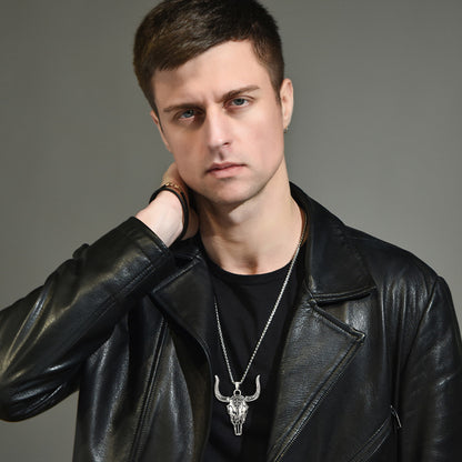 Fashion Punk Cow Head Pendant Personalized Necklace