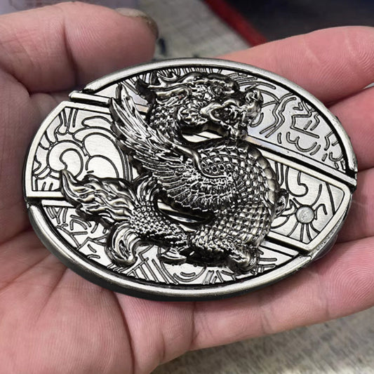 Fashion Punk Men's Creative Belt Buckle With Knife - Flying Dragon