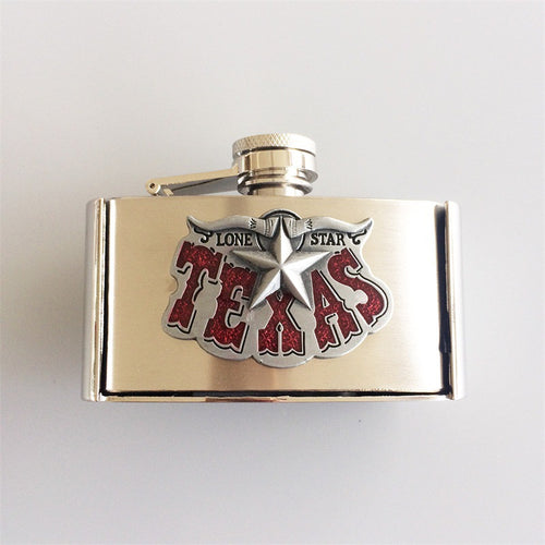 Fashion Punk Creative Belt Buckle With 3oz Flask - Texas