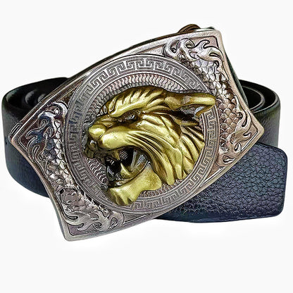 Western Fashion Genuine Leather Belt With Knife - Tiger