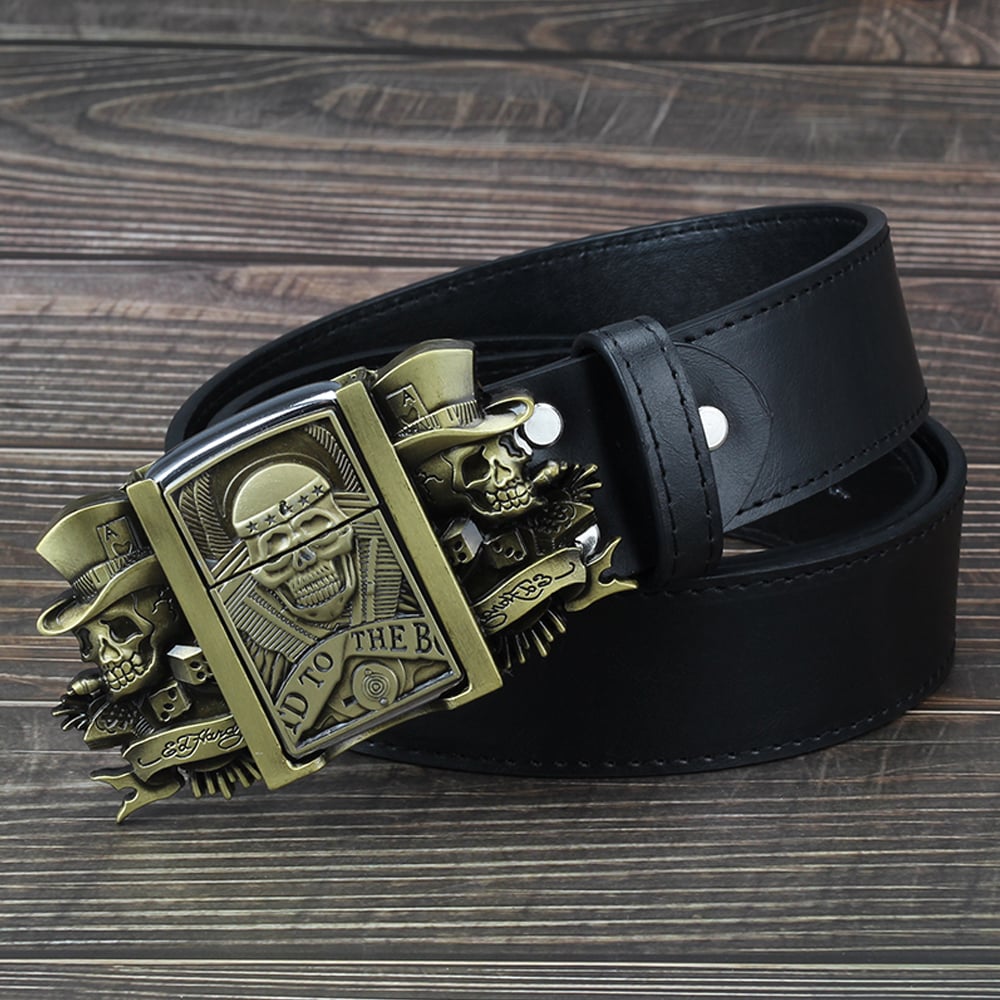 🔥LAST DAY 50% OFF🔥 Fashion Punk Men's Genuine Leather Belt With Lighter