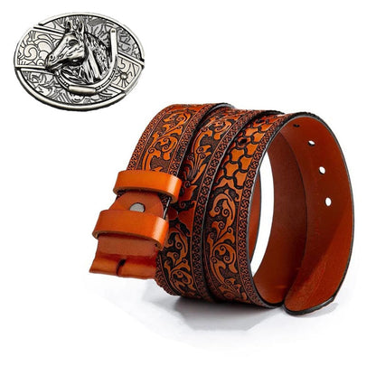 Fashion Punk Men's Genuine Leather Belt With Knife - Horse