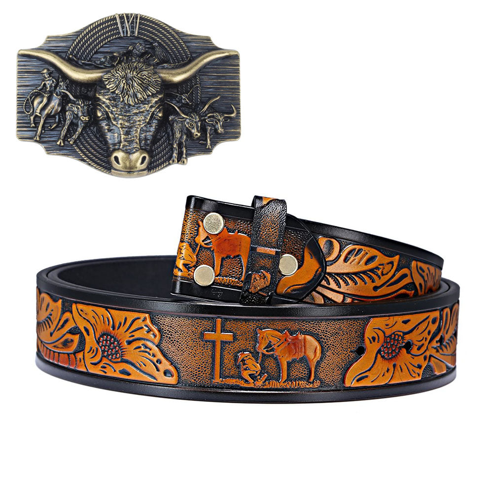 Western Style Fashion Creative Belt Buckle - Bull Bronze