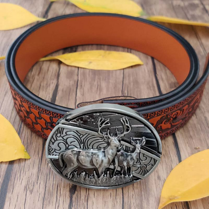 (New Arrival) Fashion Punk Genuine Leather Belt With Knife - Elk