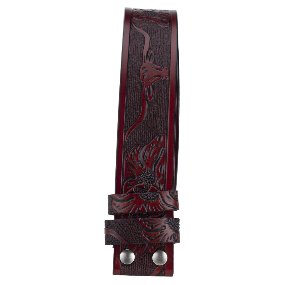 Fashion Punk Men's Genuine Leather Belt With Knife - Cow Head