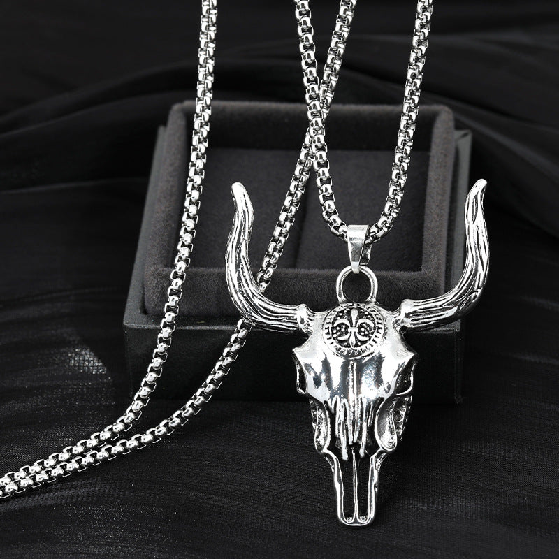Fashion Punk Cow Head Pendant Personalized Necklace