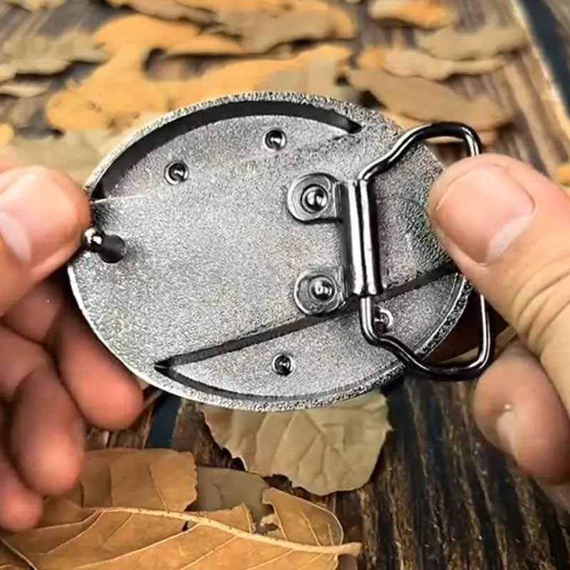 Fashion Punk Men's Genuine Leather Belt With Knife - Cow Head