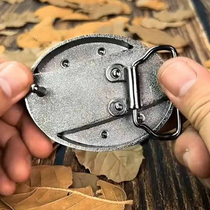 Fashion Punk Men's Genuine Leather Belt With Knife - Cow Head