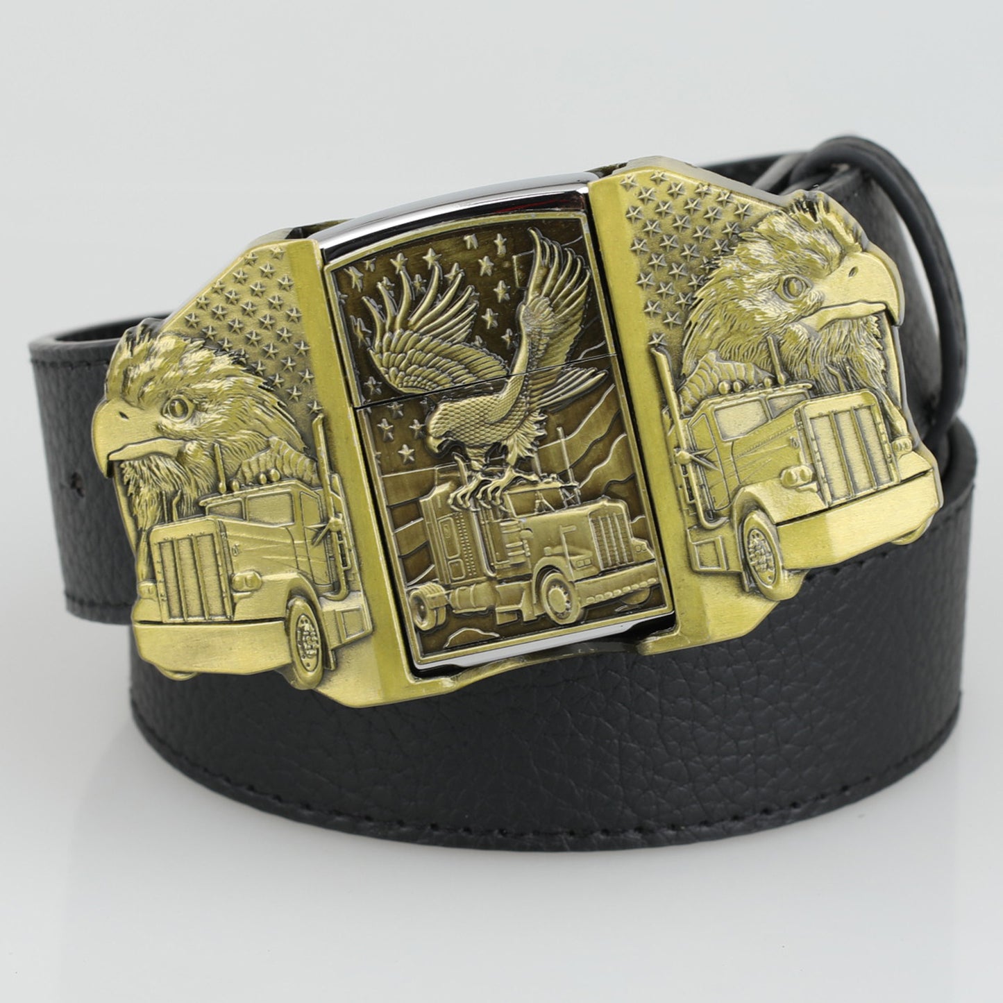 🔥New Arrival🔥 Fashion Bold Cowboy Genuine Leather Belt With Lighter