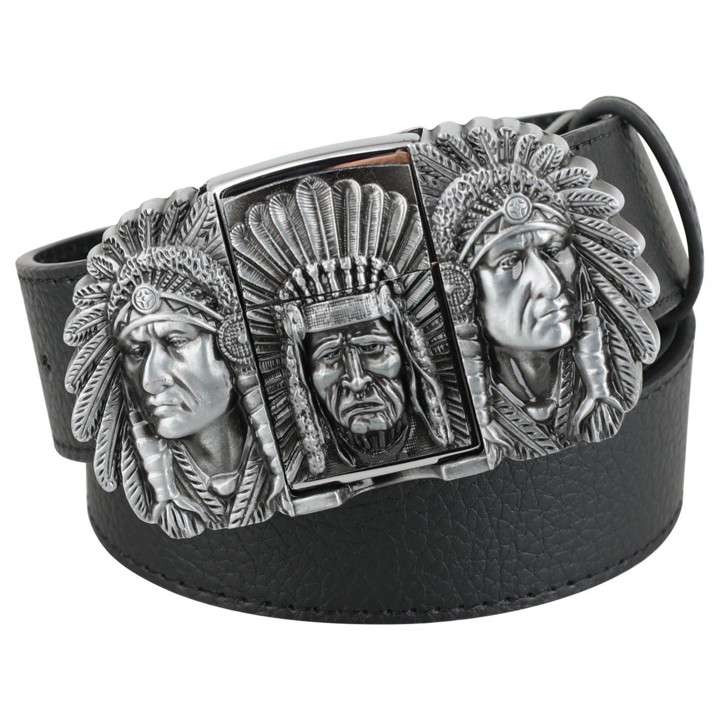 🔥New Arrival🔥 Fashion Bold Cowboy Genuine Leather Belt With Lighter