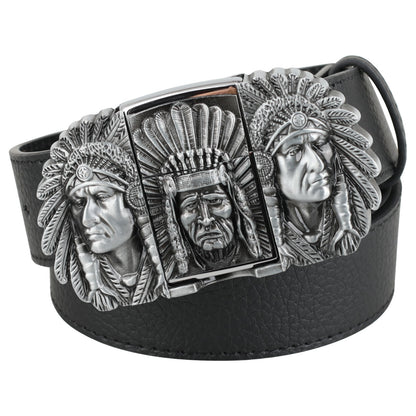 🔥New Arrival🔥 Fashion Bold Cowboy Genuine Leather Belt With Lighter