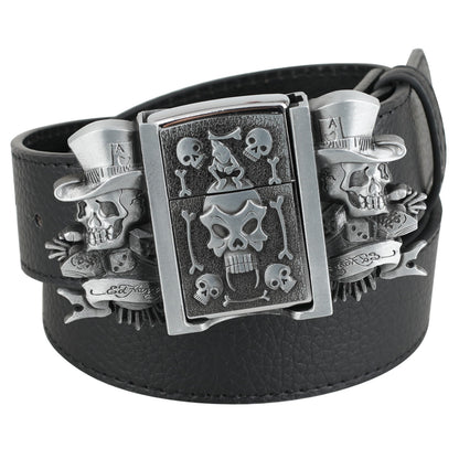 🔥New Arrival🔥 Fashion Bold Cowboy Genuine Leather Belt With Lighter