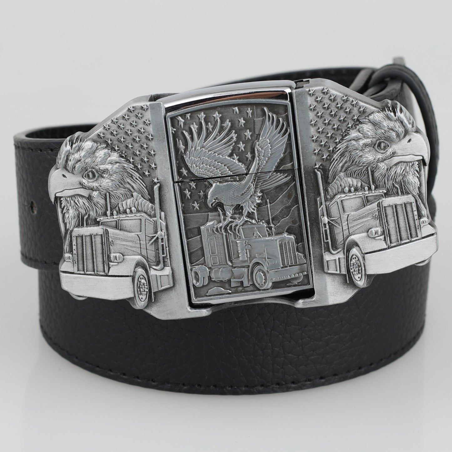 🔥New Arrival🔥 Fashion Bold Cowboy Genuine Leather Belt With Lighter