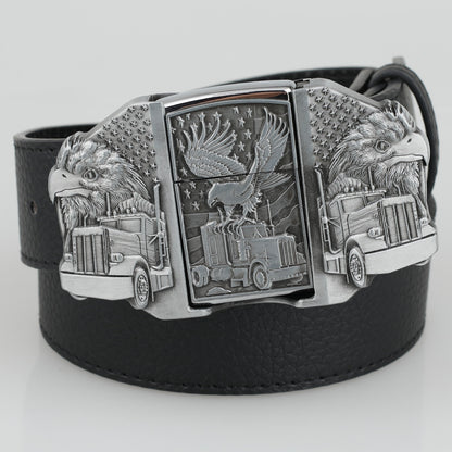 🔥New Arrival🔥 Fashion Bold Cowboy Genuine Leather Belt With Lighter