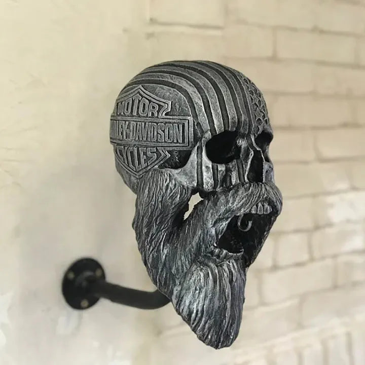 Motorcycle Skull Helmet Holder with Beard