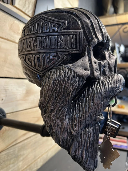 Motorcycle Skull Helmet Holder with Beard