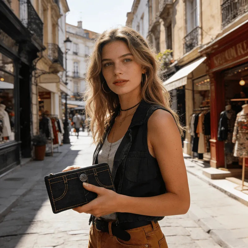 Classic Blue Jeans Denim Wallet