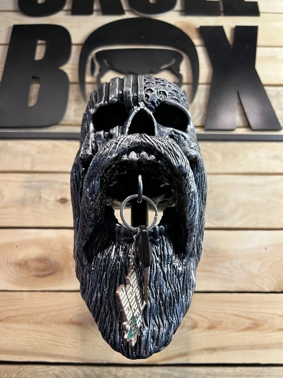 Motorcycle Skull Helmet Holder with Beard