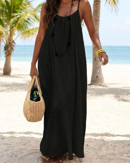 Womens Sleeveless Cami Lounge Maxi Dress Solid Color Sleepwear