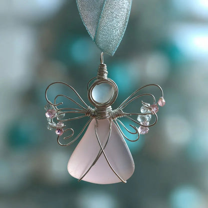 🌊Handmade Sea Glass Angel Ornament👼💫