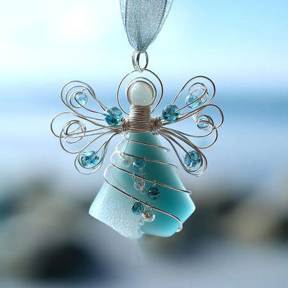 🌊Handmade Sea Glass Angel Ornament👼💫