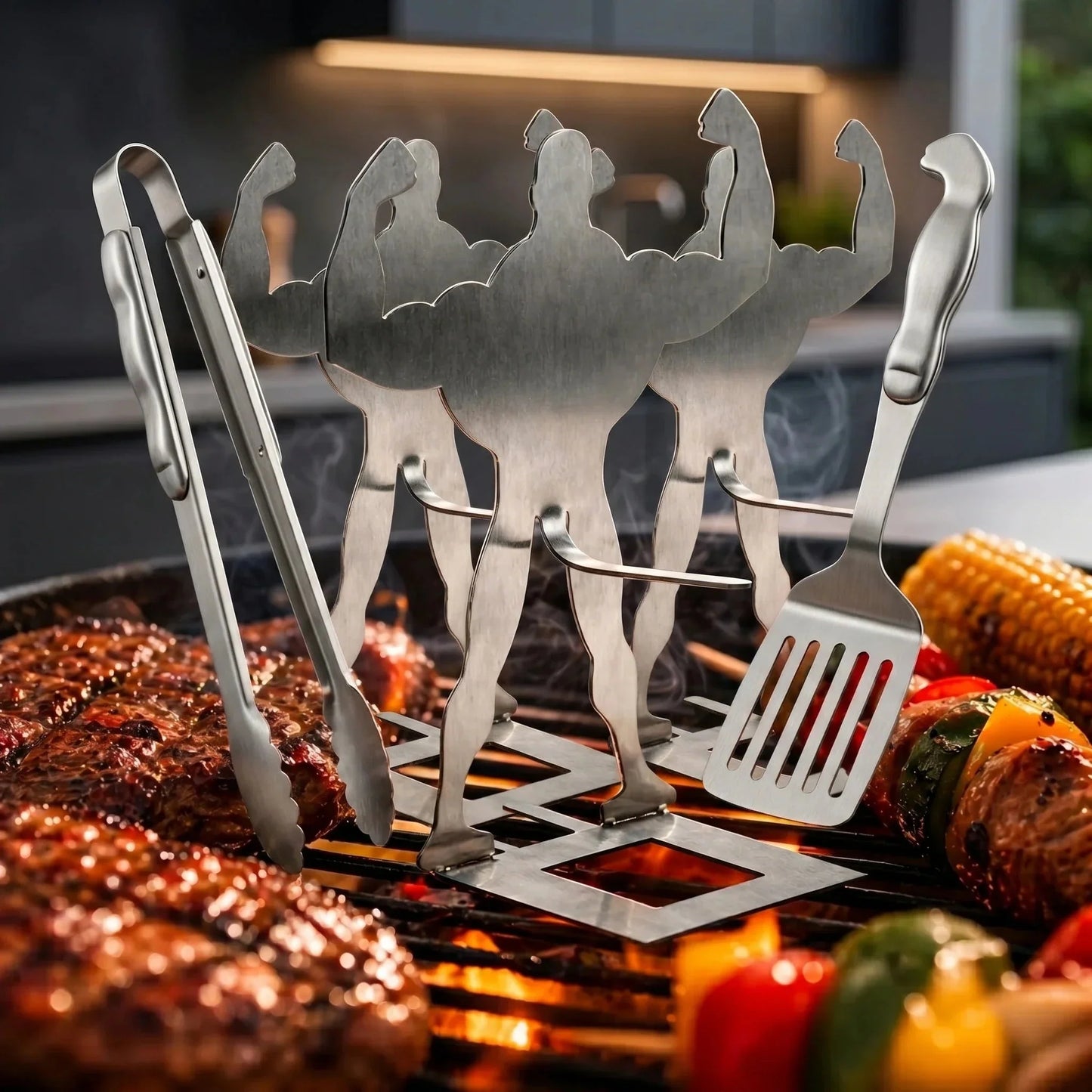 Funny Muscle Grill Guy™ 🍖BBQ Sausage Holder