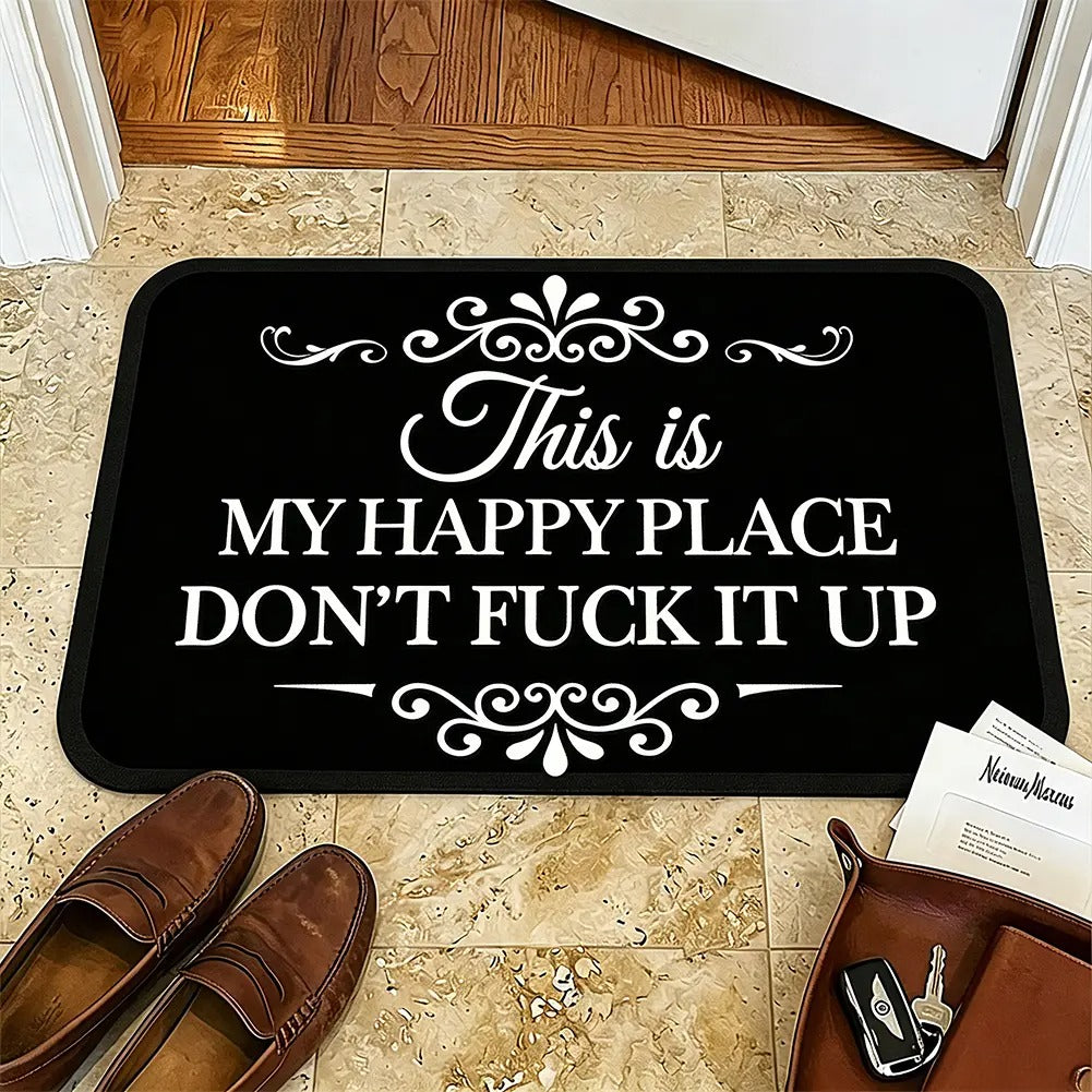“This Is My Happy Place” Flannel Doormat