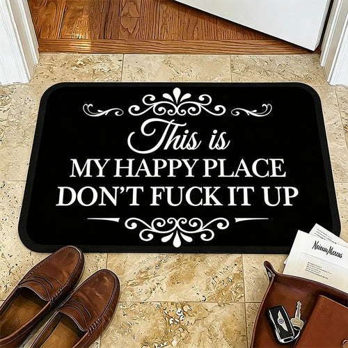 “This Is My Happy Place” Flannel Doormat