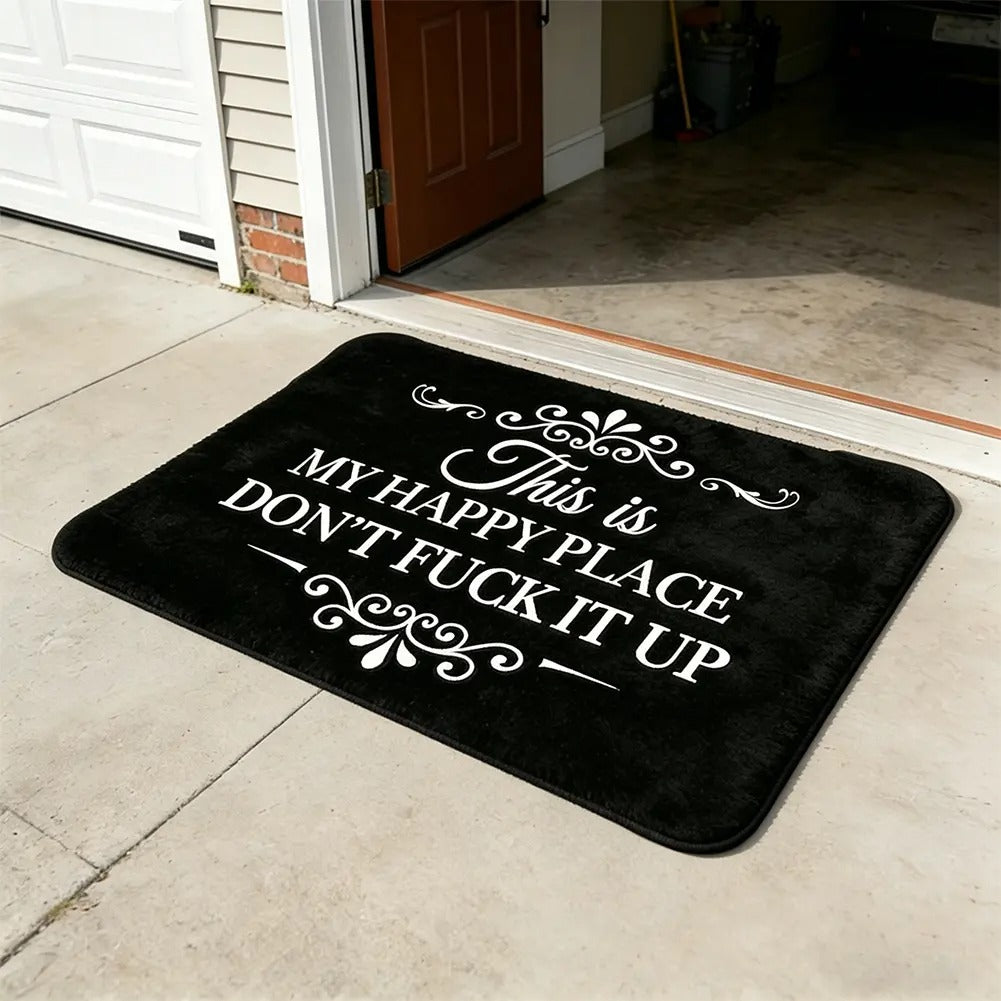 “This Is My Happy Place” Flannel Doormat
