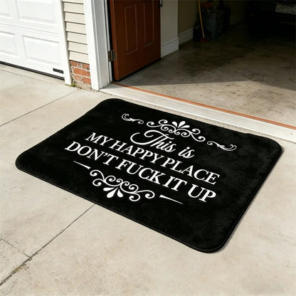 “This Is My Happy Place” Flannel Doormat