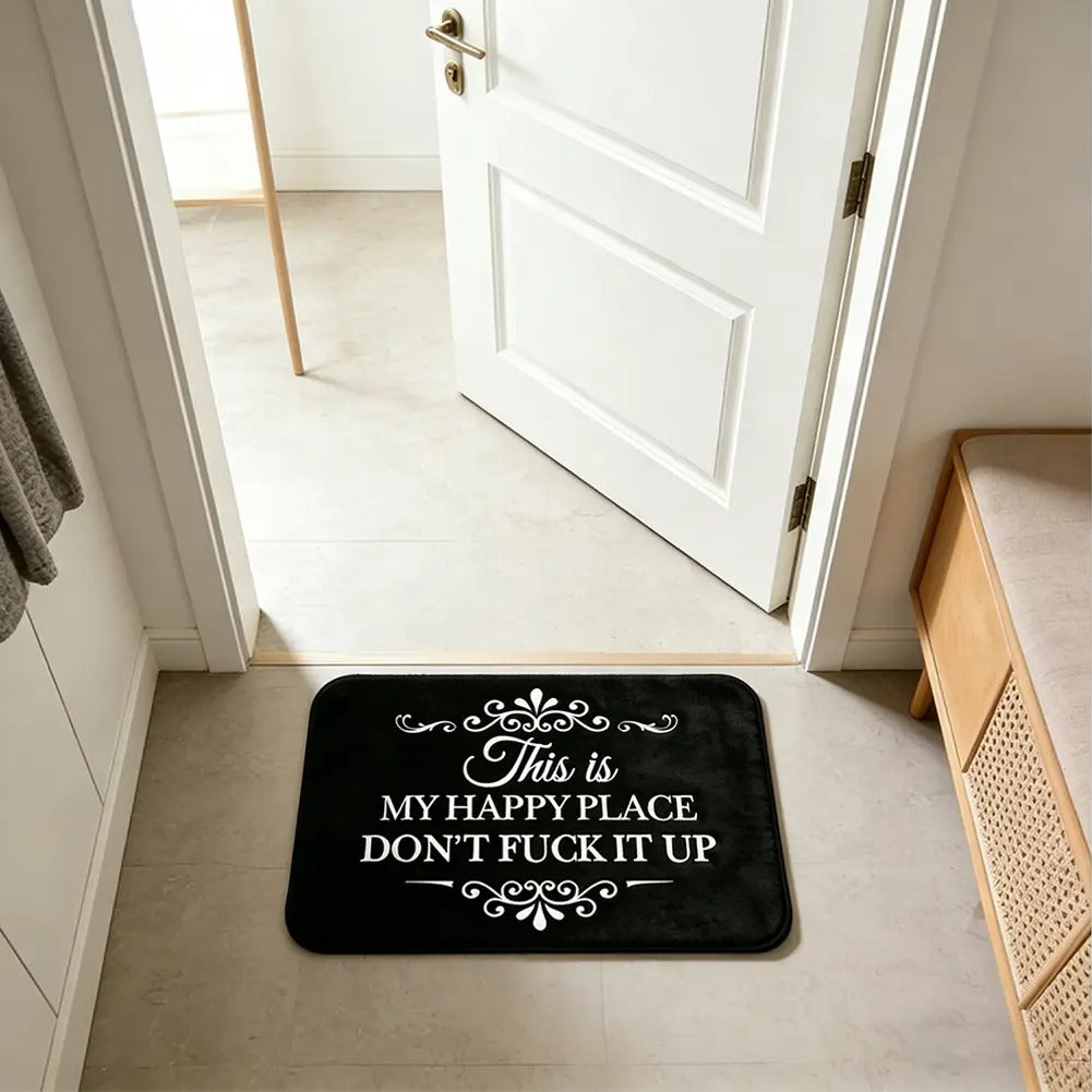 “This Is My Happy Place” Flannel Doormat