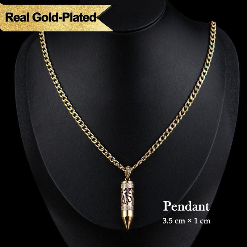 Fashion 14K Real Gold-Plated Bullet Aroma Necklace