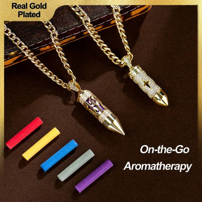 Fashion 14K Real Gold-Plated Bullet Aroma Necklace