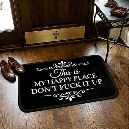 “This Is My Happy Place” Flannel Doormat