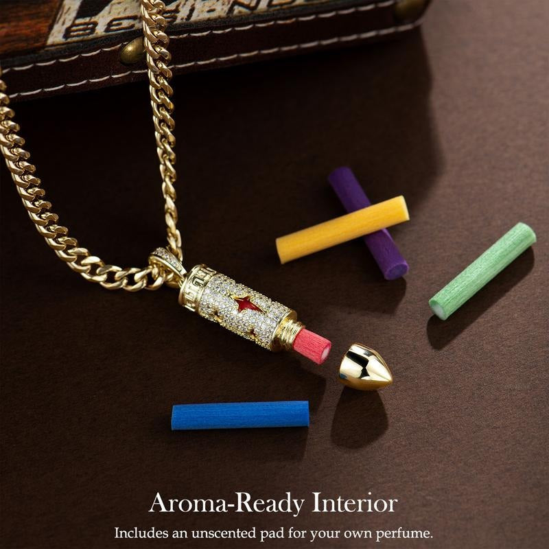 Fashion 14K Real Gold-Plated Bullet Aroma Necklace