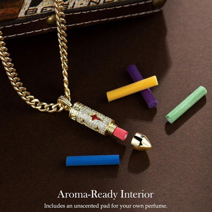 Fashion 14K Real Gold-Plated Bullet Aroma Necklace